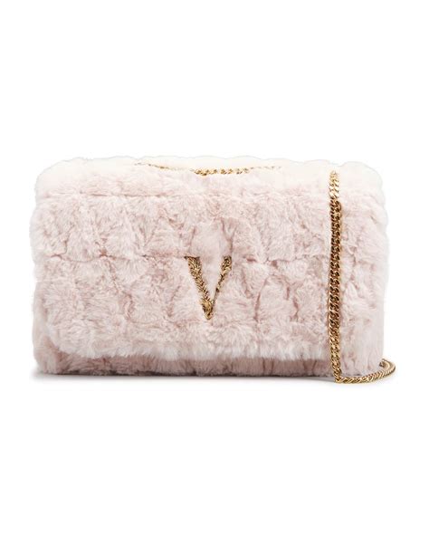 versace virtus faux fur shoulder bag|Versace virtus quilted evening bag.